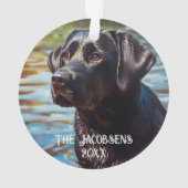 Labrador noir dans l'eau (dos)