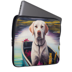 Labrador op een peddel: een Schilderachtig avontuu Laptop Sleeve