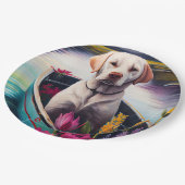 Labrador op een peddel: een Schilderachtig avontuu Papieren Bordje (Gekanteld)