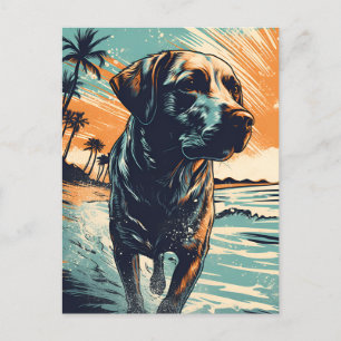 Labrador op het strand briefkaart