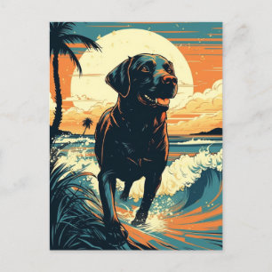 Labrador op het strand briefkaart