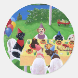 Labrador Party Ronde Sticker