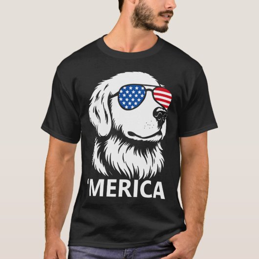 Labrador Patriottische Amerikaanse Vlag Onafhankel T-shirt (Voorkant)
