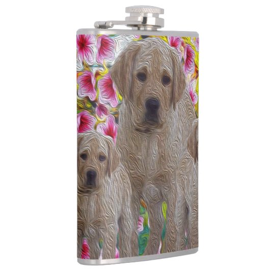 labrador Puppies olieverf, Heupfles (Rechts)