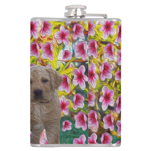 labrador Puppies olieverf, Heupfles (Achterkant)