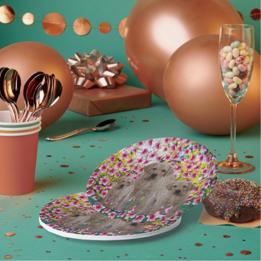 labrador Puppies olieverf, Papieren Bordje (Multi)