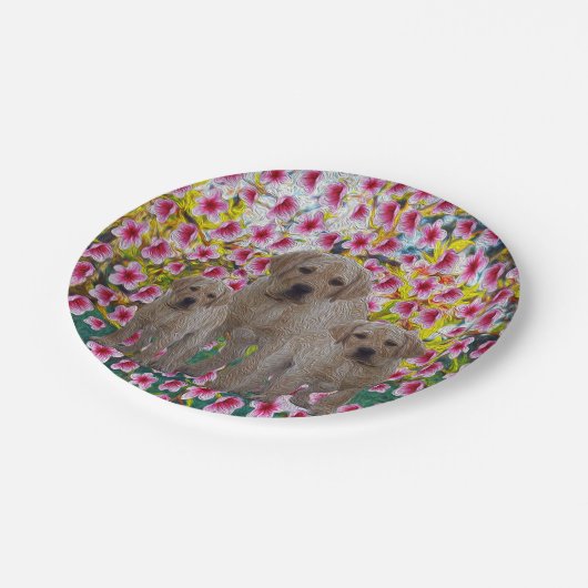 labrador Puppies olieverf, Papieren Bordje (Gekanteld)