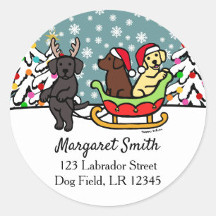 Labrador Puppies Slaapend kerstadres Ronde Sticker