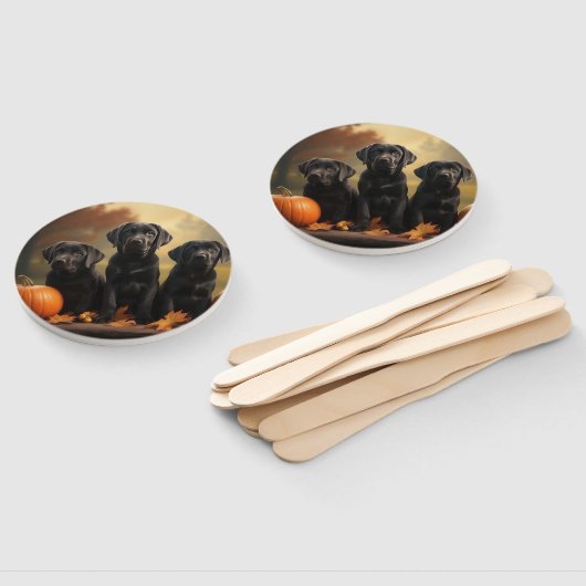 Labrador Puppy Herfst Delight Pompoen Handwaaier (Niet-gemonteerd)