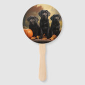 Labrador Puppy Herfst Delight Pompoen Handwaaier (Voorkant)