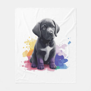 Labrador puppy in waterverven fleece deken