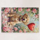 Labrador Puppy Rose Petals Valentine's Day Legpuzzel (Horizontaal)