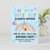 Labrador Retriever Birthday Invitation Blue (Debout devant)