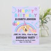 Labrador Retriever Birthday Invitation Purple (Debout devant)