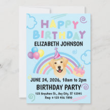 Labrador Retriever Birthday Party Invitation Blue