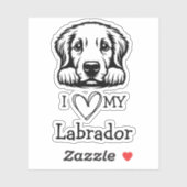 Labrador Retriever Black and White Heart Theme Sticker (Vel)