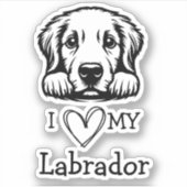 Labrador Retriever Black and White Heart Theme Sticker (Voorkant)