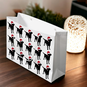 Labrador Retriever Black in Red Santa Hat Large Cadeautasje
