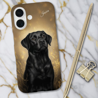 Labrador Retriever Black Lab gepersonaliseerd iPhone 16 Hoesje