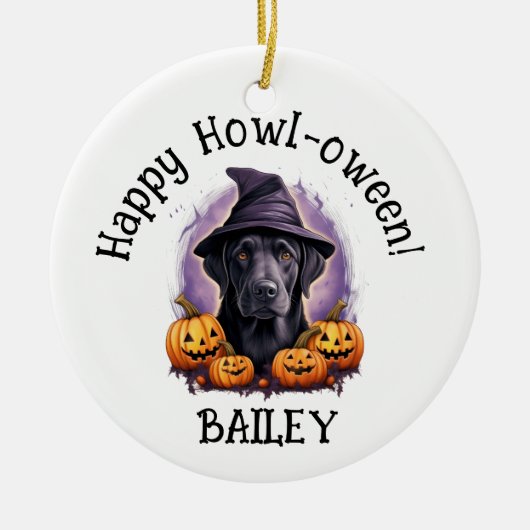 Labrador Retriever Black Lab Hond Halloween Keramisch Ornament (Voorkant)