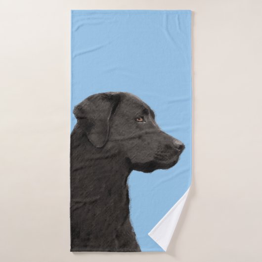 Labrador Retriever Black Painting Original Dog Art Bad Handdoek (Badhanddoek)