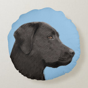Labrador Retriever Black Painting Original Dog Art Rond Kussen