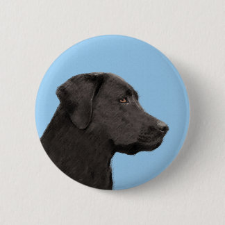 Labrador Retriever Black Painting Original Dog Art Ronde Button 5,7 Cm