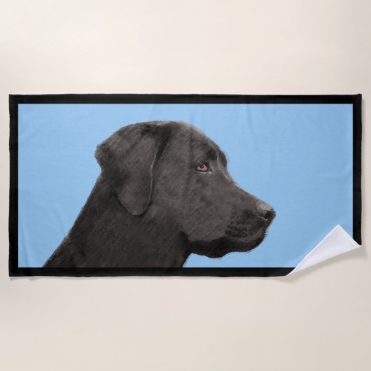Labrador Retriever Black Painting Original Dog Art Strandlaken (Voorkant)