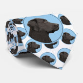 Labrador Retriever Black Painting Original Dog Art Stropdas (Opgerold)