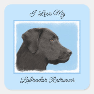 Labrador Retriever Black Painting Original Dog Art Vierkante Sticker