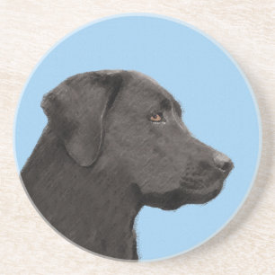 Labrador Retriever Black Painting Original Dog Art Zandsteen Onderzetter