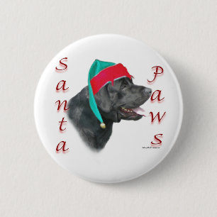 Labrador Retriever (blk) Santa Paws Ronde Button 5,7 Cm