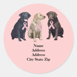 Labrador Retriever Borstkanker Adreslabel Ronde Sticker