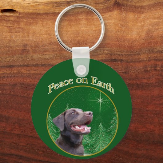 Labrador Retriever (choc) Vrede Sleutelhanger (Voorkant)
