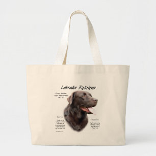 Labrador Retriever (chocolade) Geschiedenis Ontwer Grote Tote Bag