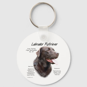 Labrador Retriever (chocolade) Geschiedenis Ontwer Sleutelhanger