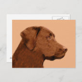 Labrador Retriever (Chocolade) schilderen - Dog Ar Briefkaart (Voorkant / Achterkant)