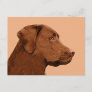 Labrador Retriever (Chocolade) schilderen - Dog Ar Briefkaart
