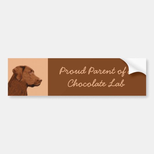 Labrador Retriever (Chocolade) schilderen - Dog Ar Bumpersticker (Voorkant)
