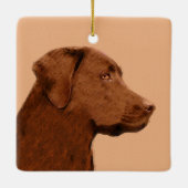 Labrador Retriever (Chocolade) schilderen - Dog Ar Keramisch Ornament (Achterkant)