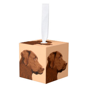 Labrador Retriever (Chocolade) schilderen - Dog Ar Kubus Ornament