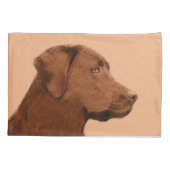 Labrador Retriever (Chocolade) schilderen - Dog Ar Kussensloop (Achterkant)