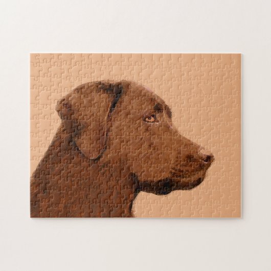 Labrador Retriever (Chocolade) schilderen - Dog Ar Legpuzzel (Horizontaal)