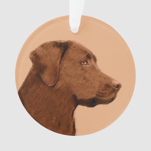 Labrador Retriever (Chocolade) schilderen - Dog Ar Ornament (voorkant)
