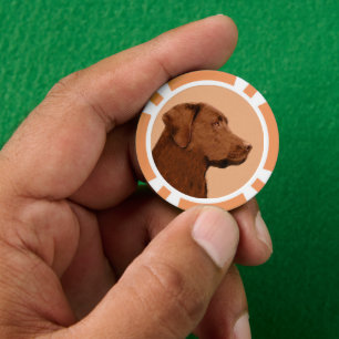 Labrador Retriever (Chocolade) schilderen - Dog Ar Poker Chips