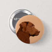 Labrador Retriever (Chocolade) schilderen - Dog Ar Ronde Button 5,7 Cm (Voorkant /achterkant)