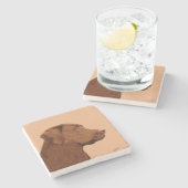 Labrador Retriever (Chocolade) schilderen - Dog Ar Stenen Onderzetter (Zijkant)