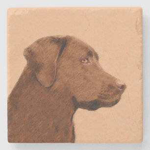 Labrador Retriever (Chocolade) schilderen - Dog Ar Stenen Onderzetter