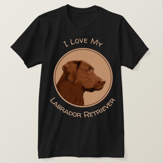 Labrador Retriever (Chocolade) schilderen - Dog Ar T-shirt (Design voorkant)