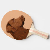 Labrador Retriever (Chocolade) schilderen - Dog Ar Tafeltennisbatje (Zijkant)